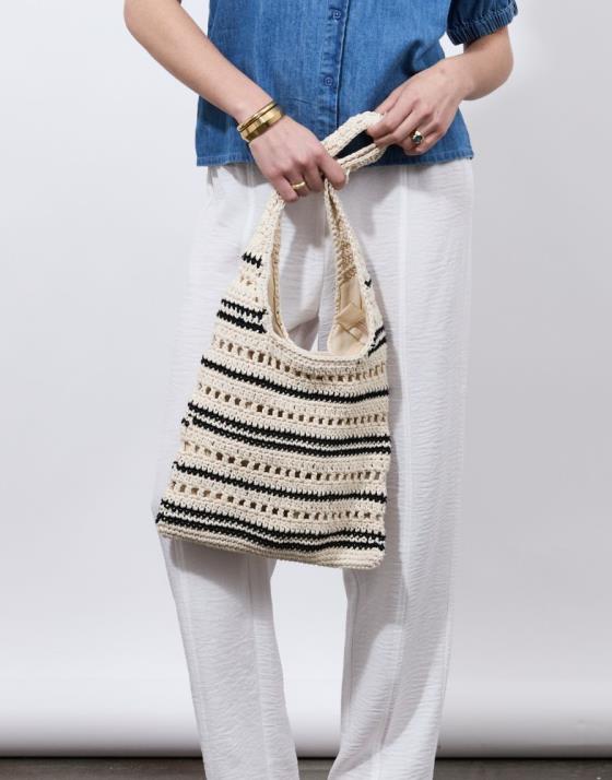 Sac shopping à fines rayures