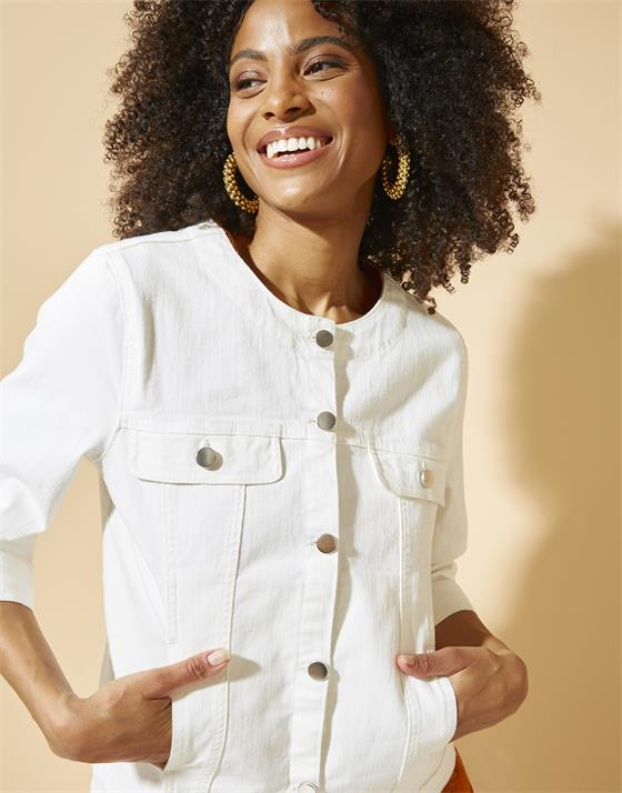Blouson longueur standard en gabardine stretch uni
