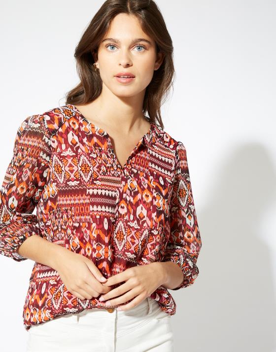 Blouse manches 3/4 imprimé graphique